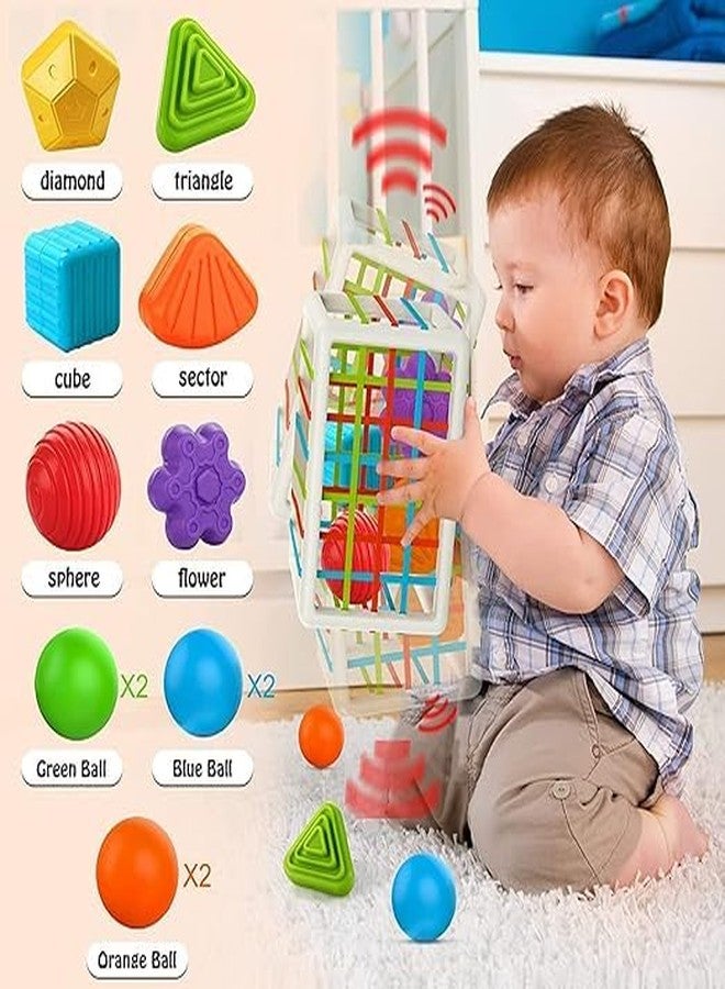 HELLYZ Shape Sorter Baby Toys for 12-18 Months | Montessori Learning Developmental Toys with Storage Cube & 6 Sensory Shape Blocks | Educational Gifts for Toddlers Age 1 2 3, Multicolor - Image 2